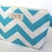 Small Wet Bag makeup Bag Waterproof lining in Turquoise Chevron