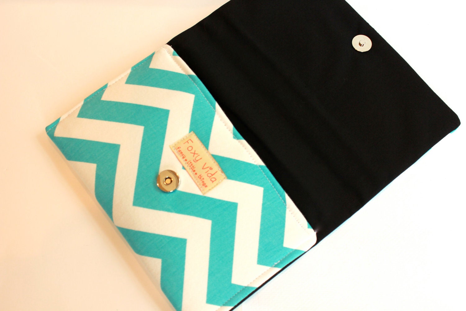 Small Clutch in Turquoise Chevron Zig Zag