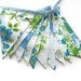Vintage Retro 'Blue Green Floral' Flag Bunting. Wall hanging, Decoration Banner for Parties, Market Stall Pennant, etc. Upcycled fabric
