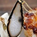 Druzy Agate Slice Gold Necklace, Natural Stone and Crystal Gemstone Jewelry