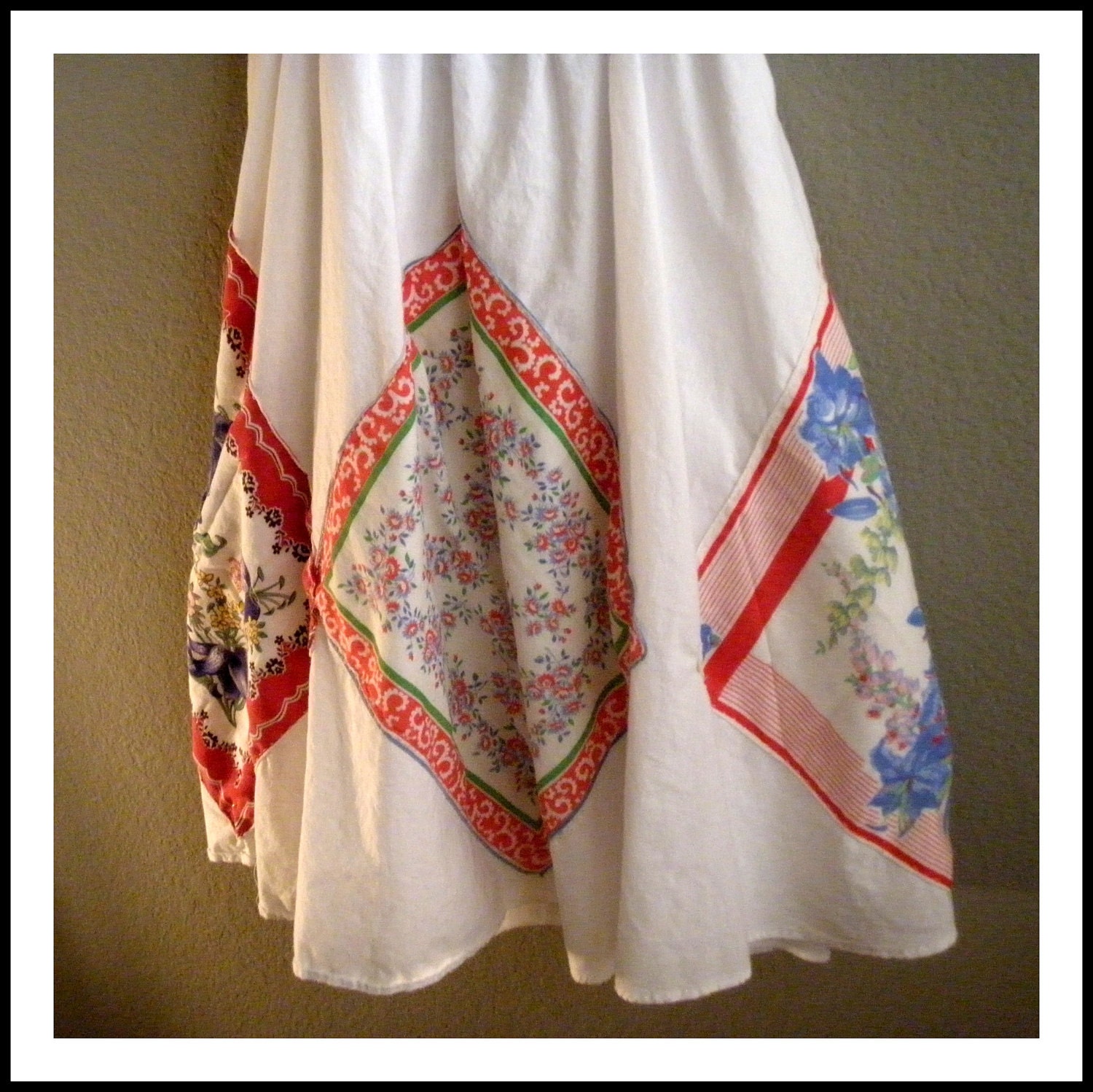 Baby Doll Summer Dress, Bohemian Style, Made with Vintage Hankies, Handsewn, OOAK, Cottage Chic, Size Small