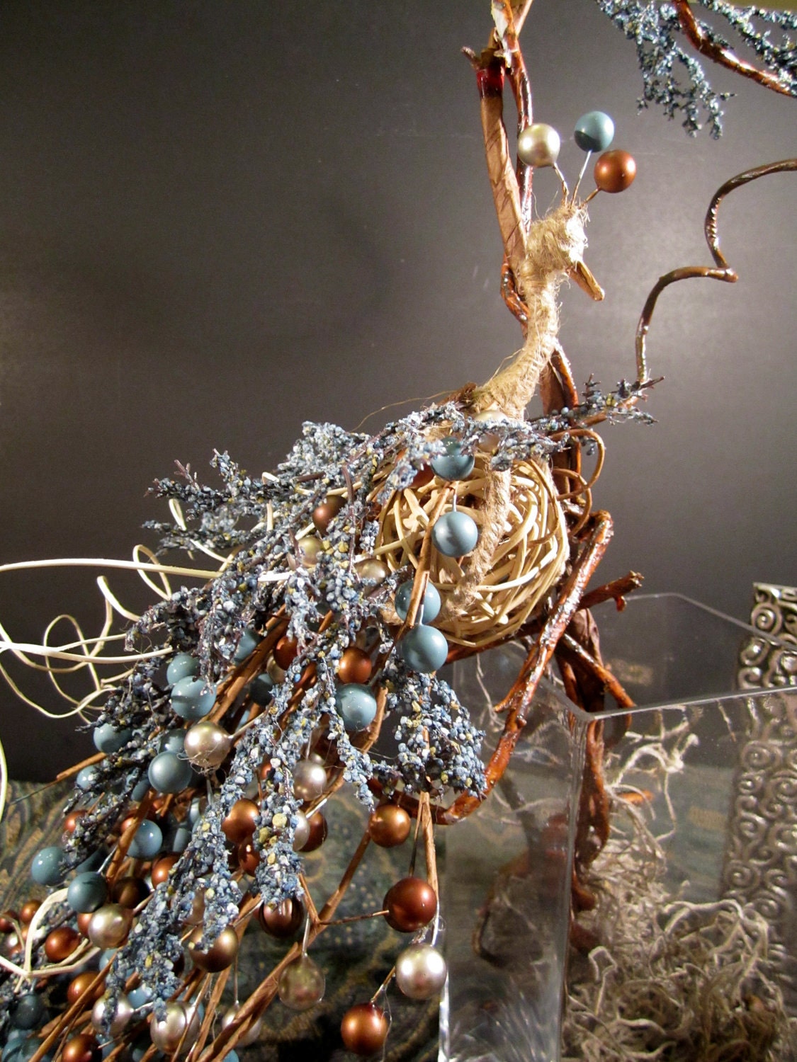 Elegant Rustic Peacock Christmas Tree Topper by DustyThings