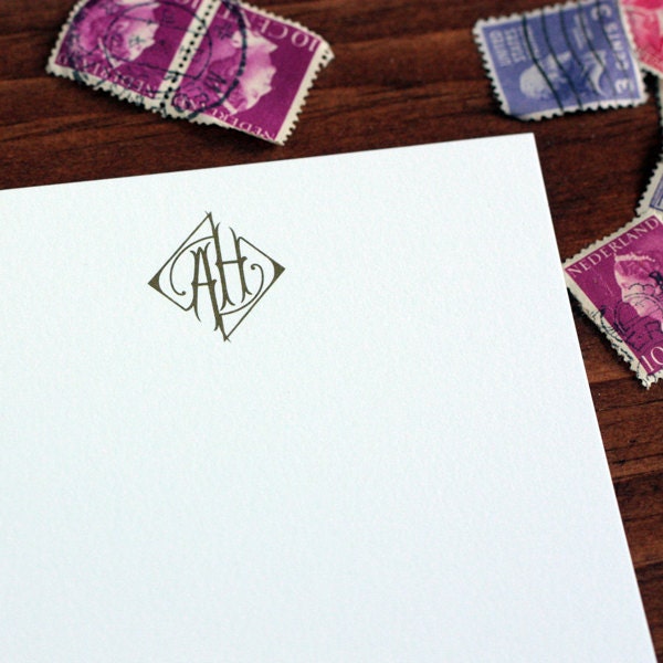 Quinn Personalized Stationery Set - Blank Flat Note Cards - Set of 16