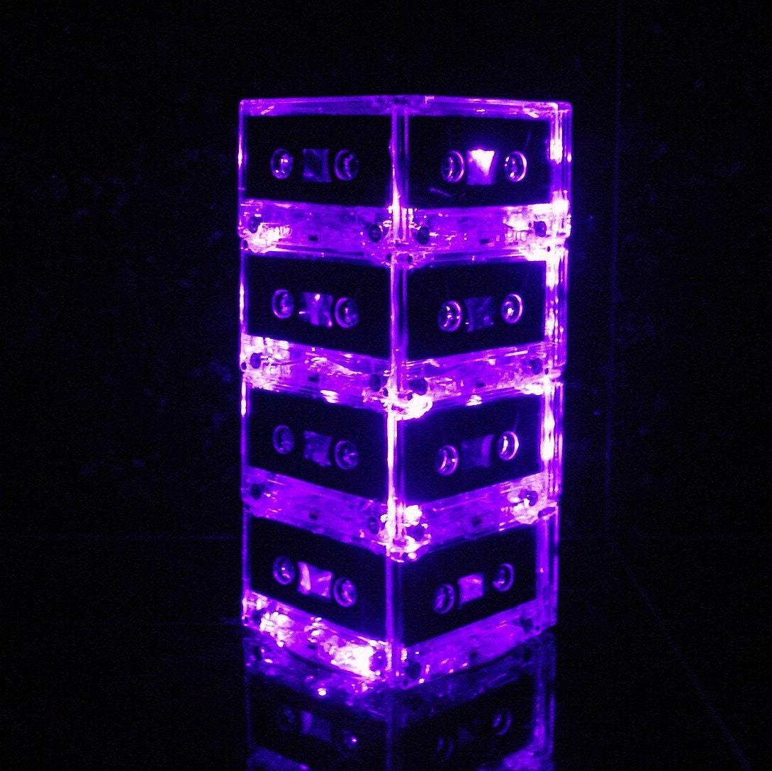 Repurposed Cassettes Mixtape Cassette Tape Night Light Mood Light Lamp 10" Purple Mixtape Cassette Tape Light Il_170x135
