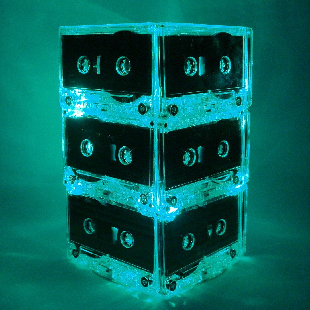 Green Repurposed Upcycled MixTape Night Light Lamp Centerpiece Cassette Tape Mood Light Il_570xn