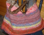 Hand Knit Oversize Hobo Bag Purse Tote Felted Fulled Handspun Wool