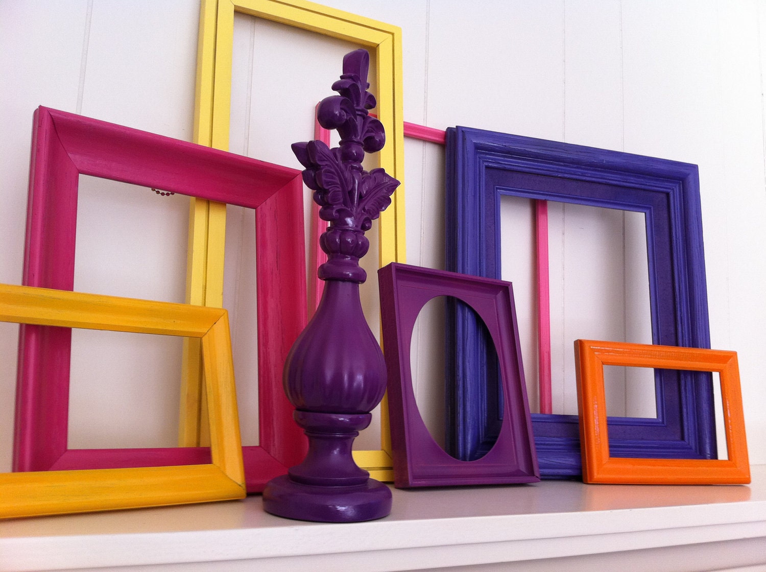 Vintage Upcycled, Painted Frames and Figurine, Home Decor