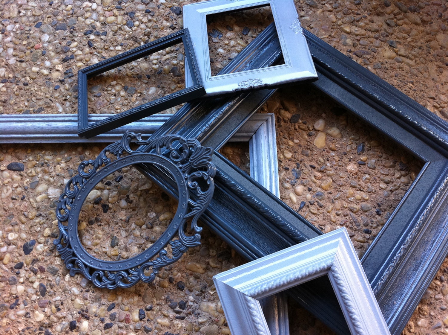 Home Decor, Grey Frames, Vintage Frames, Painted Frames, Upcycled Frames,