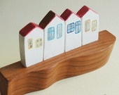 Little Houses Village on the Hill Sculptural Wall Art