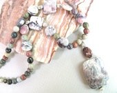 Silver Leaf Jasper with Porcelain Jasper necklace 285