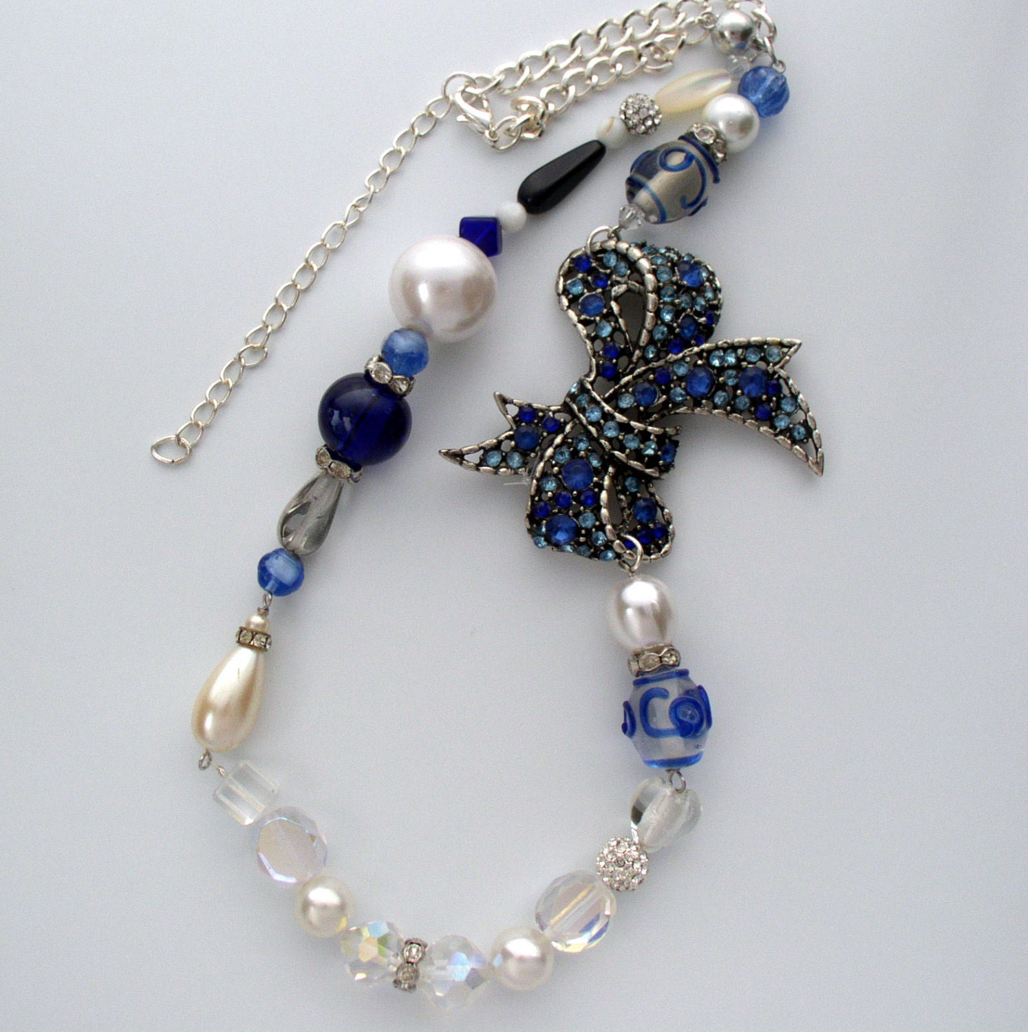 Cobalt Blue and White Statement Neckalce