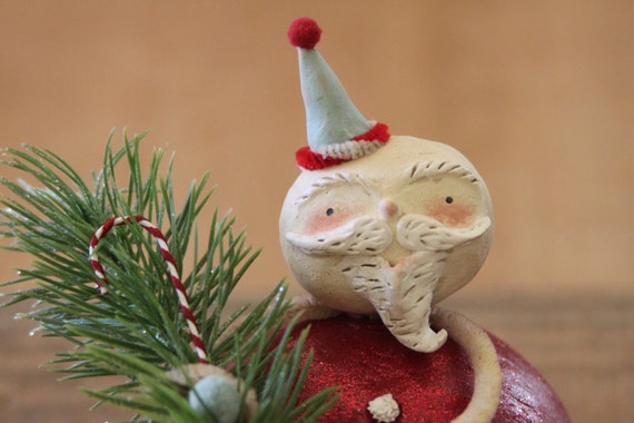 Santa Christmas Folk Art Roly Poly Santa Claus Decoration