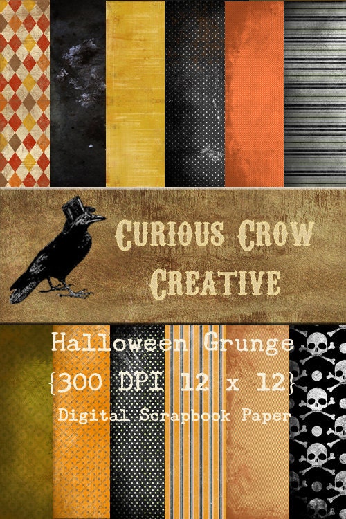 Halloween Grunge 12 x 12 Digital  Paper Pack - Scrapbooking and Crafts - Digital File - DIY Printable