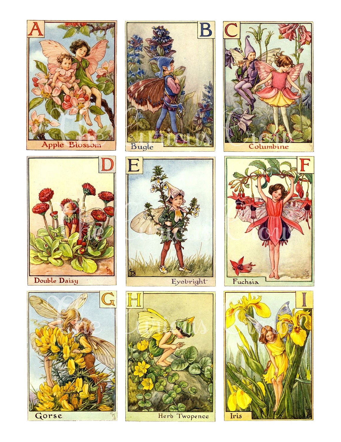 Vintage Alphabet Fairies Digital Collage Sheets - INSTANT Printable Download (Large) 2 and 1/2 Sheets