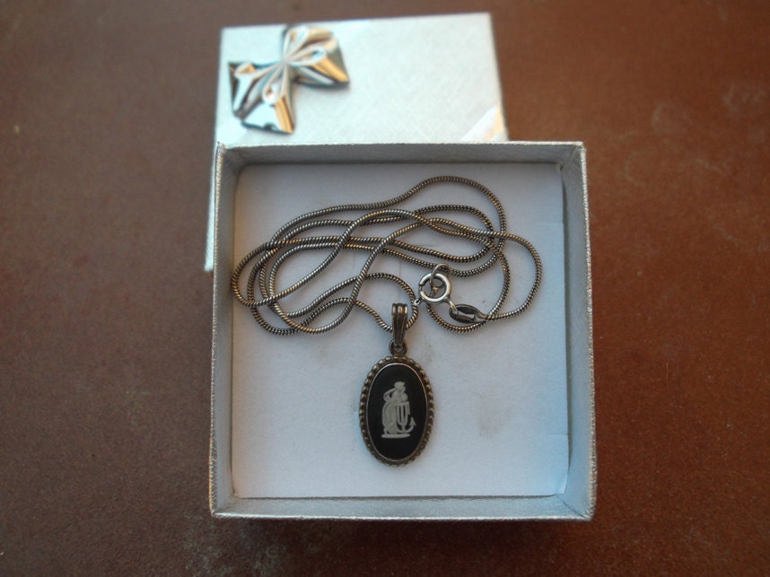 Wedgwood Black Basalt Pendant 1954 Birmingham England