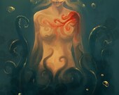 PRINT  - Octopus queen - digital painting -