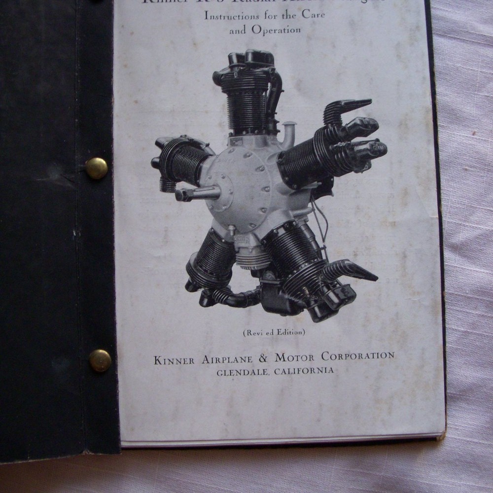 vintage Kinner K-5 Aircraft Engine manual