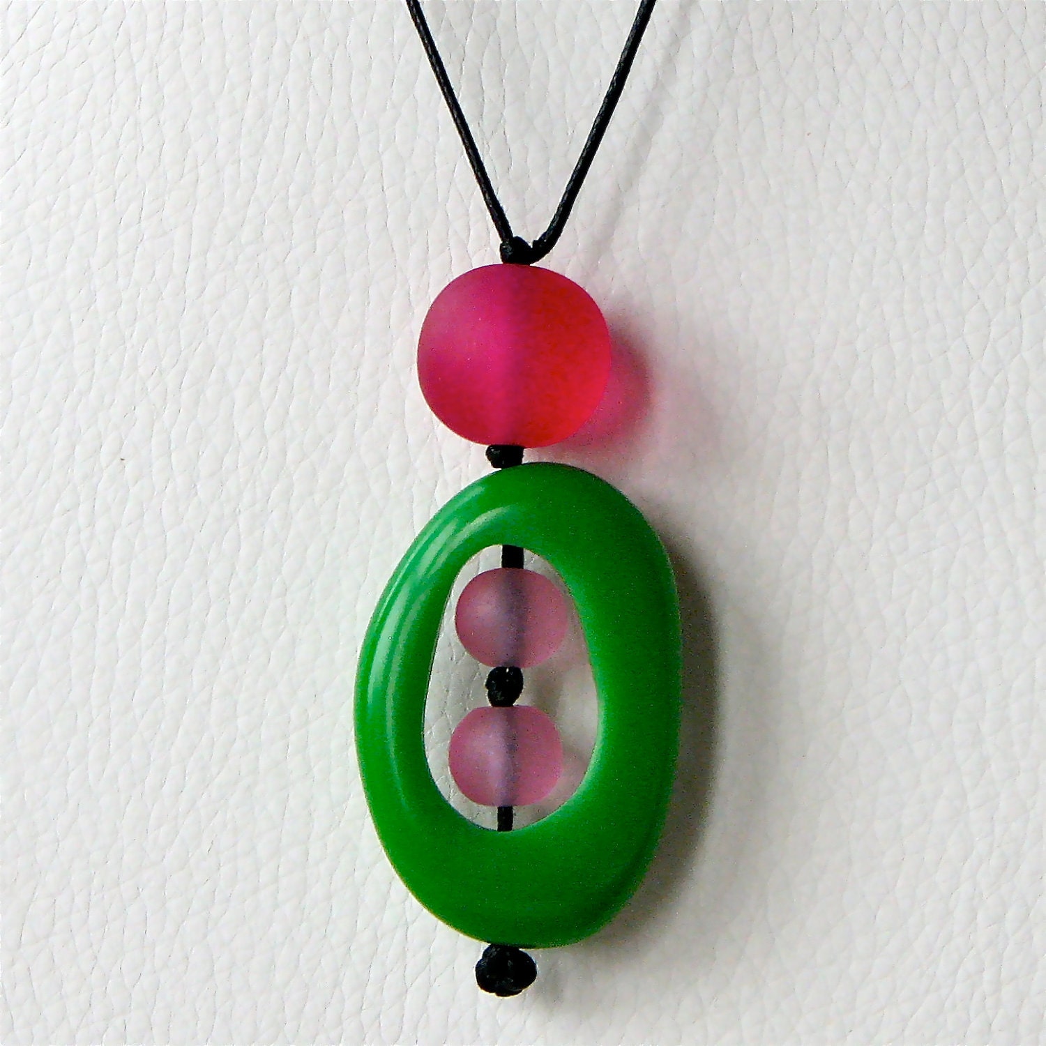Nursing Necklace - Green and Pink Non Toxic Resin Babywearing / Breastfeeding Necklace -Twiddle Buster Pendant