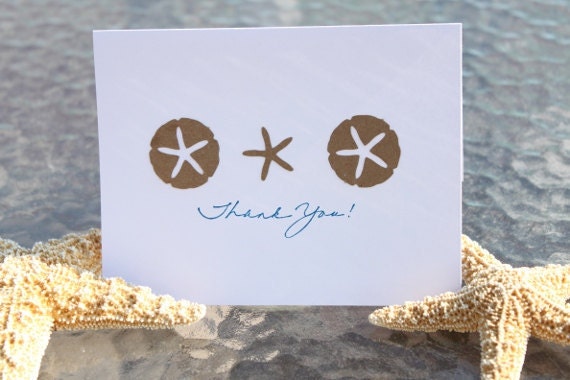 Beach Thank You Cards- Starfish, Sand Dollar, Beach Wedding