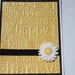 Daisy Birthday Card- Embossed, White, Black,Yellow