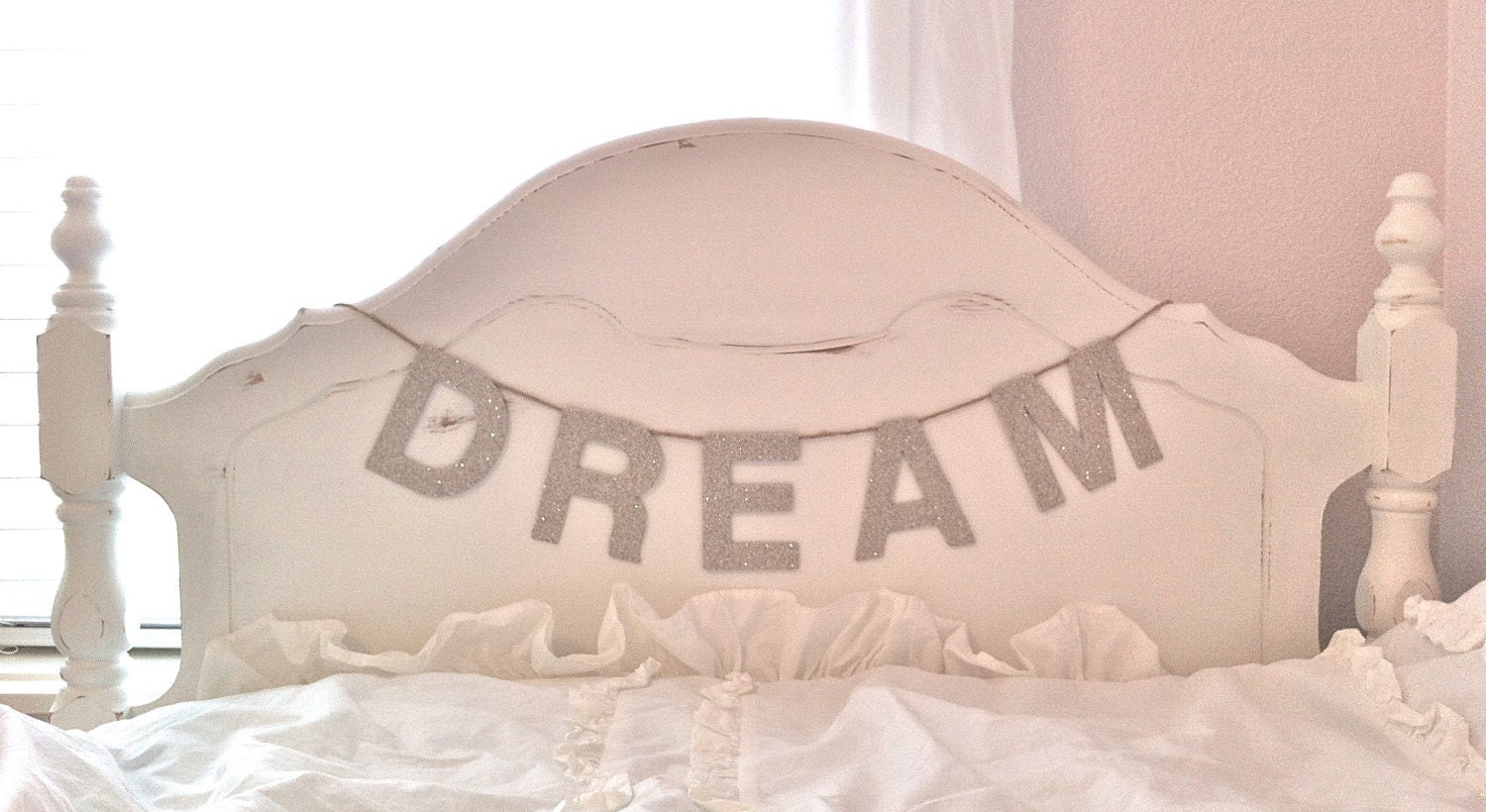 German Glass Glitter "DREAM" Block Letter Garland
