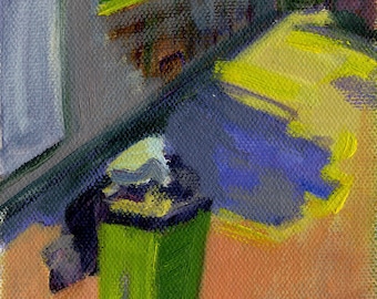 Fine Art, "Glorified Trash" oil painting STUDY original. 4x6. Framed Art. 60% off.