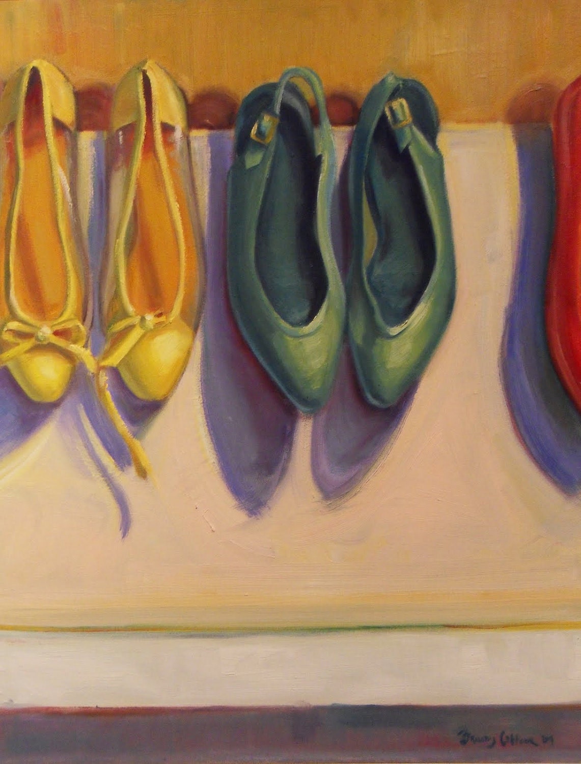 Shoes oil painting Original, 20x24 inches. FRAMED art ready to hang. Contemporary art by Brandy Cattoor. Fashion art.