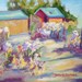 Fine Art, 8x10, landscape painting. "Walkway by the Flowers". ORIGINAL Oil painting. Thick painting with flowers and cottage. 50% off