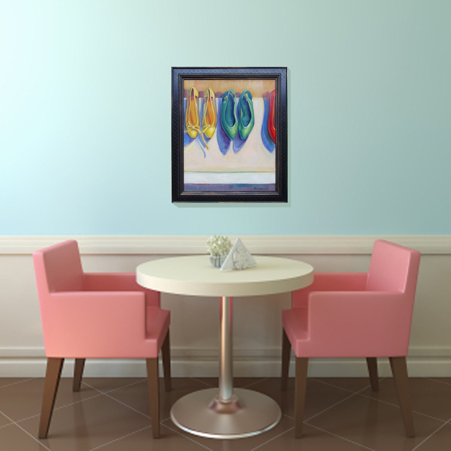 Shoes oil painting Original, 20x24 inches. FRAMED art ready to hang. Contemporary art by Brandy Cattoor. Fashion art.