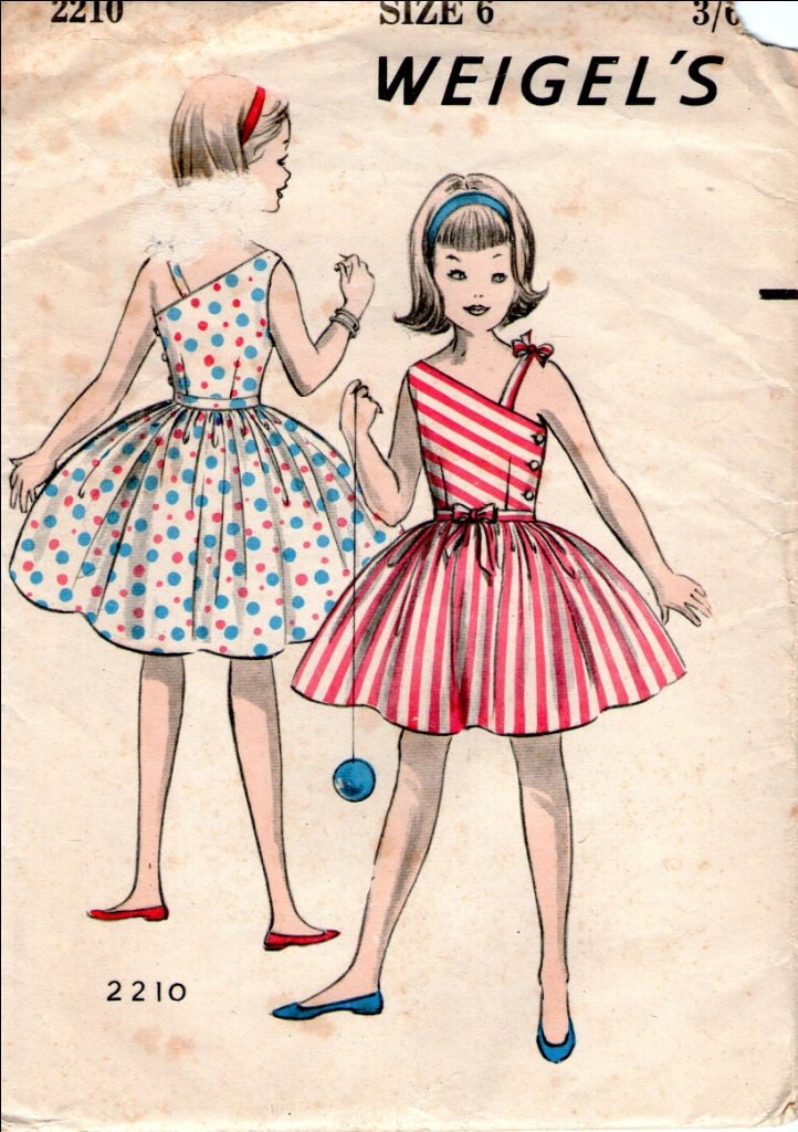RESERVED for DD RARE Weigel's 2210:Girls Vintage Sun Dress Paper Sewing Pattern Fashion 1950's Size 6 Breast 24