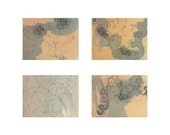 4 fine art postcards watercolor painting collection card pink