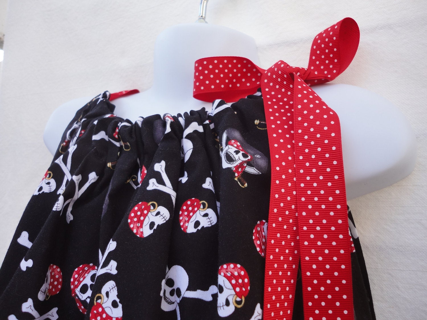 Pirate Pillowcase, Girls Pirate Dress, Toddlers Pillowcase Dress, Polka Dot Dress, Posh Pirate Dress Sizes 6mos to 8
