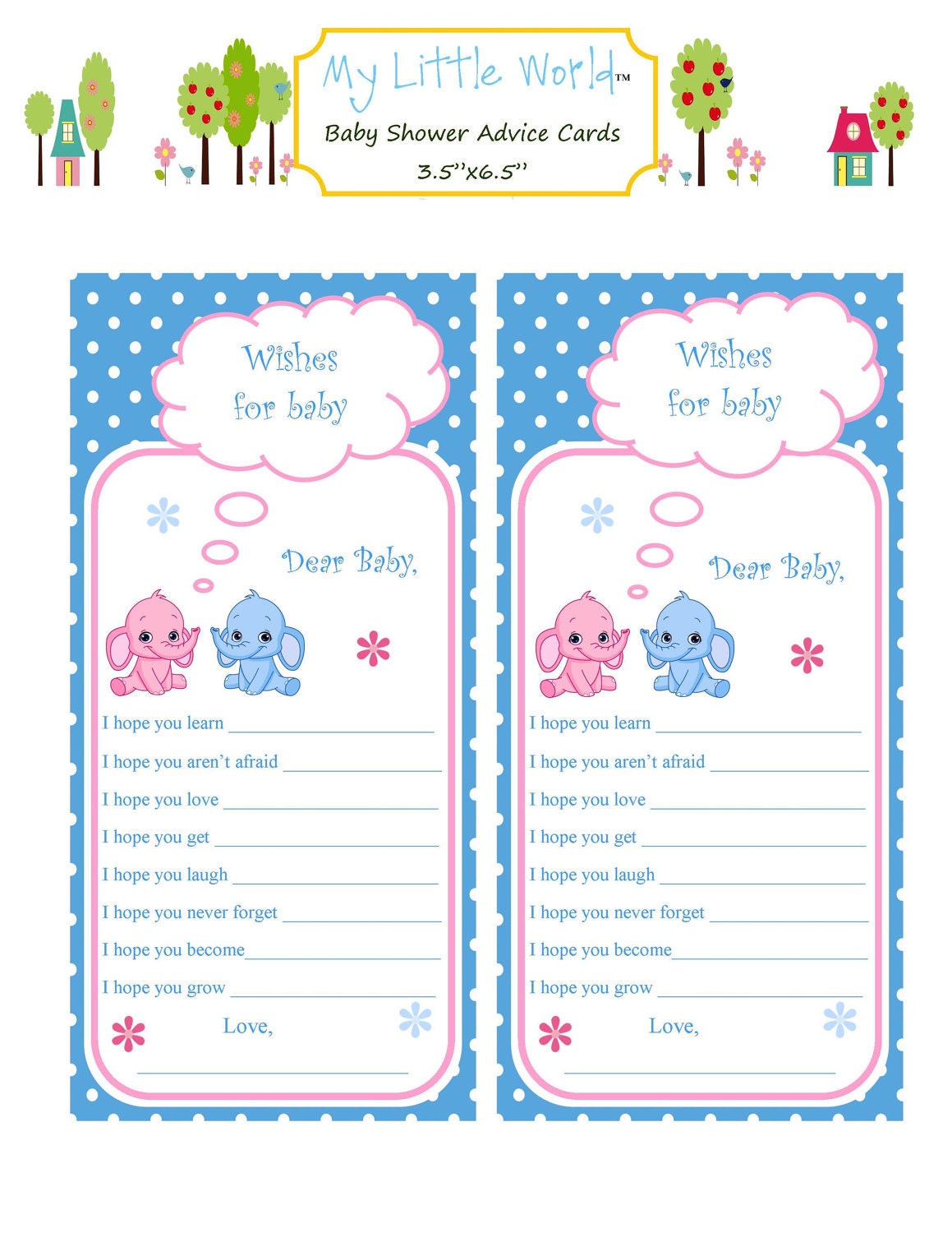 Baby Advice Cards, baby shower advice cards for Fraternal Twins DIY Printable Il_170x135