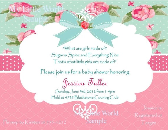 Shabby Chic invitations, printable baby shower invites, shabby chic baby shower Il_570xn