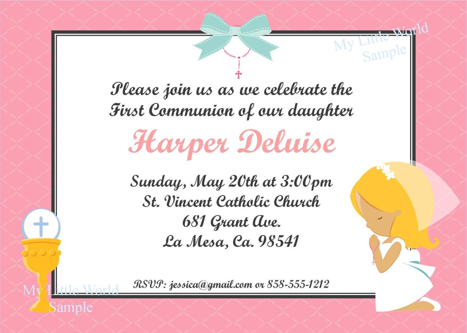 First Communion Invitation with a FREE Thank You card Il_570xn