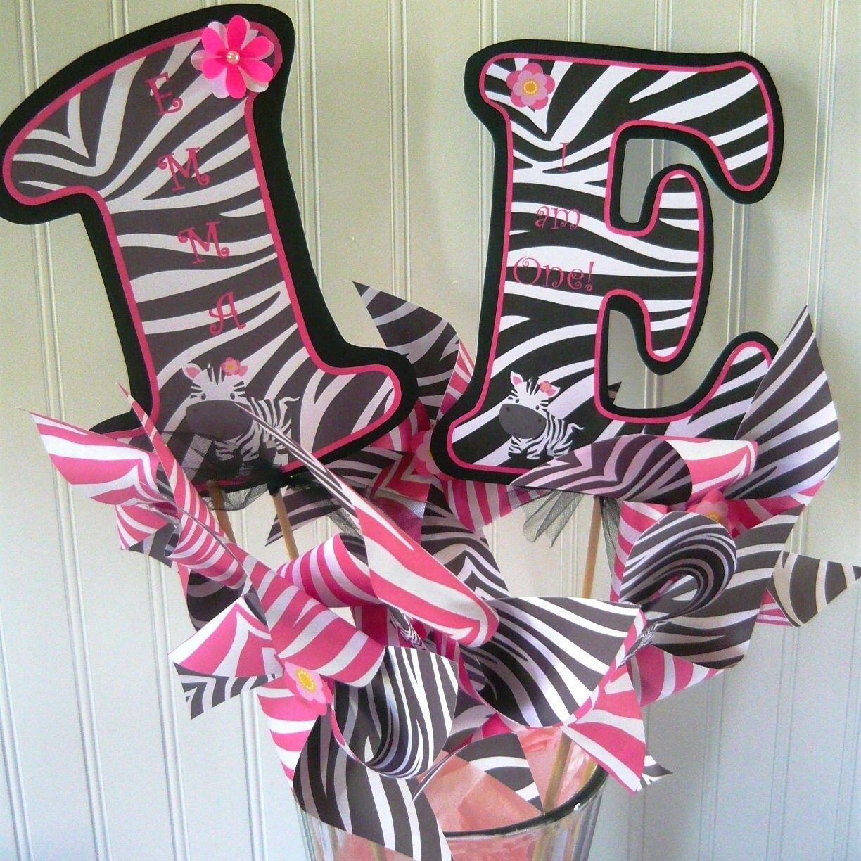 Hot Pink Zebra birthday decoration package Il_570xn