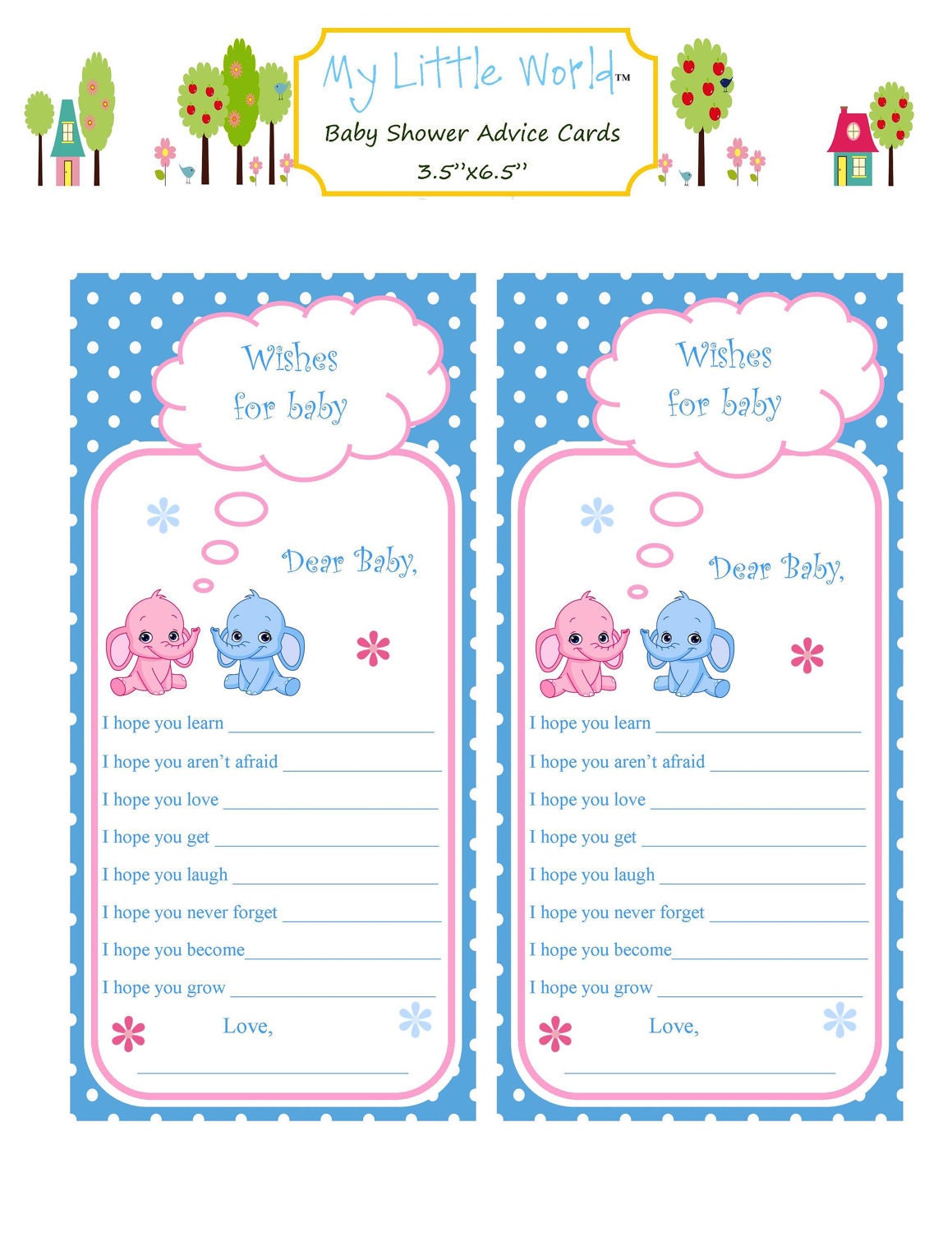 Free Printable Advice Cards For Baby Shower Template Pdf