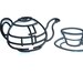 Mid Century Kitchen Wall Art Rooster Teapot Cup Saucer 1950s