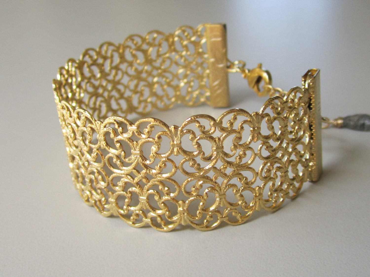 Filigree bracelet, Bridal bracelet, Gold cuff bracelet,  Lace Cuff Bracelet, Vintage 18k gold bracelet, Bridal jewelry, Bridesmaid gift