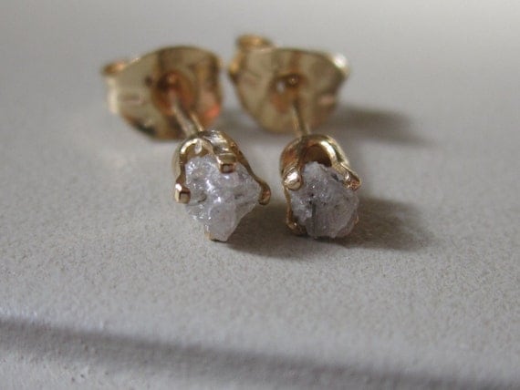 Rough diamond earrings, gold stud earrings, Rough diamond post earrings, 14k Gold filled post earrings