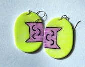 Happy Kawaii Kittens Earrings, glow in UV light, Clubwear