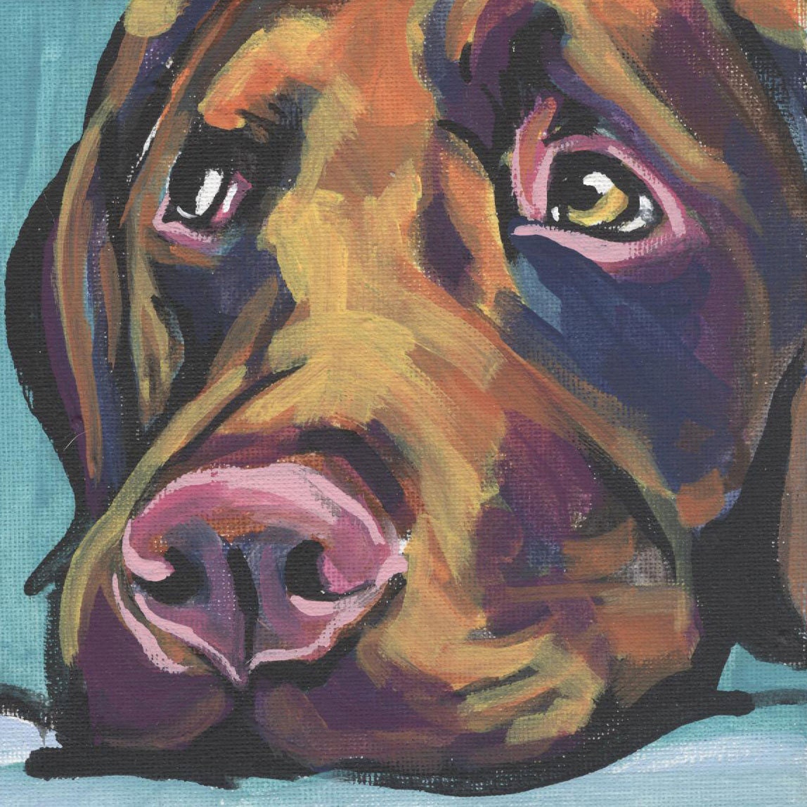 Labrador Retriever art print modern Dog art print chocolate lab pop dog art bright colors 8x8 inch