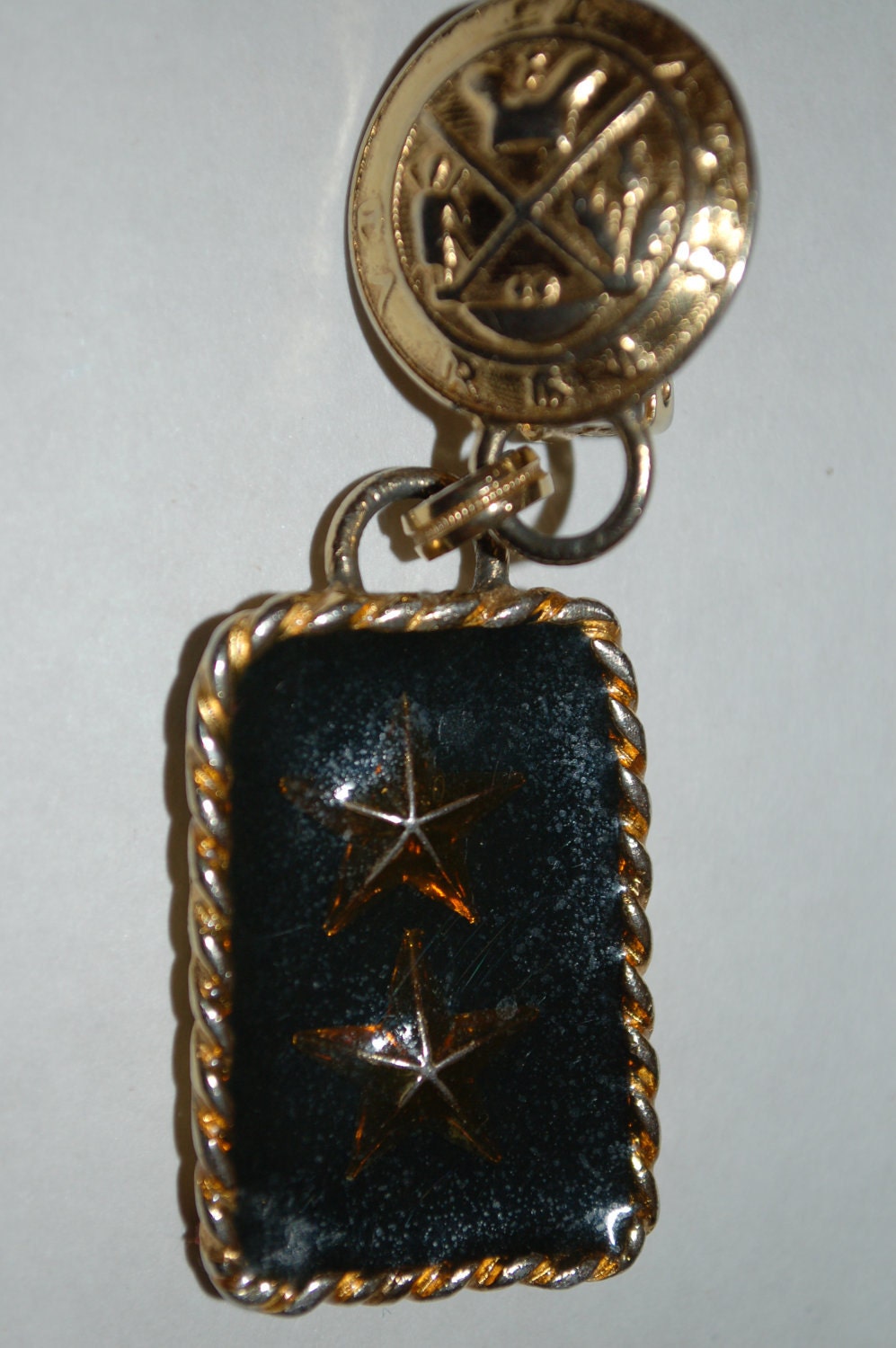 Amber Gold Vintage Star Acrylic Clip Earrings