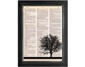 My Friend The Tree - Art Print on Vintage Dictionary Paper - 8x10.5 Tree Silhouette Art