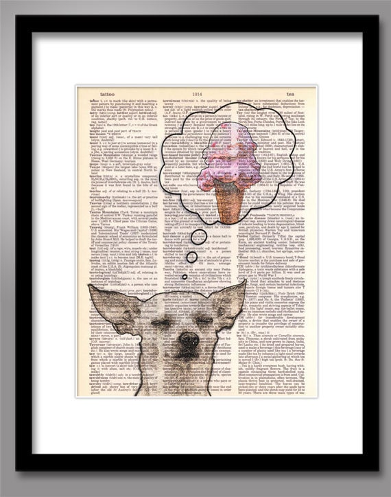 A Dogs Dream - Printed on a Beautifully Upcycled Dictionary Page - 8x10.5
