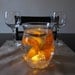 Hurricane Vase Floating Candle Centerpiece with Artificial Orange Lily and Amber LED Light