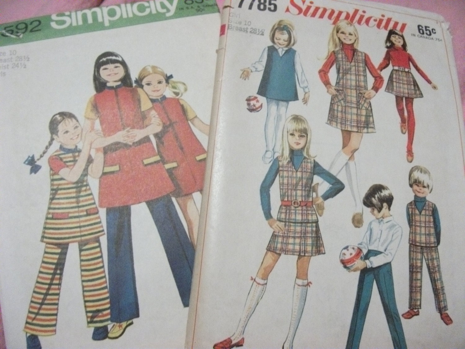 1 DOllAR SAlE Vintage Girl Patterns for Dress, Pants, Jumper, Top and Skirt Circa 1969-71 Size 10 both 1 USD
