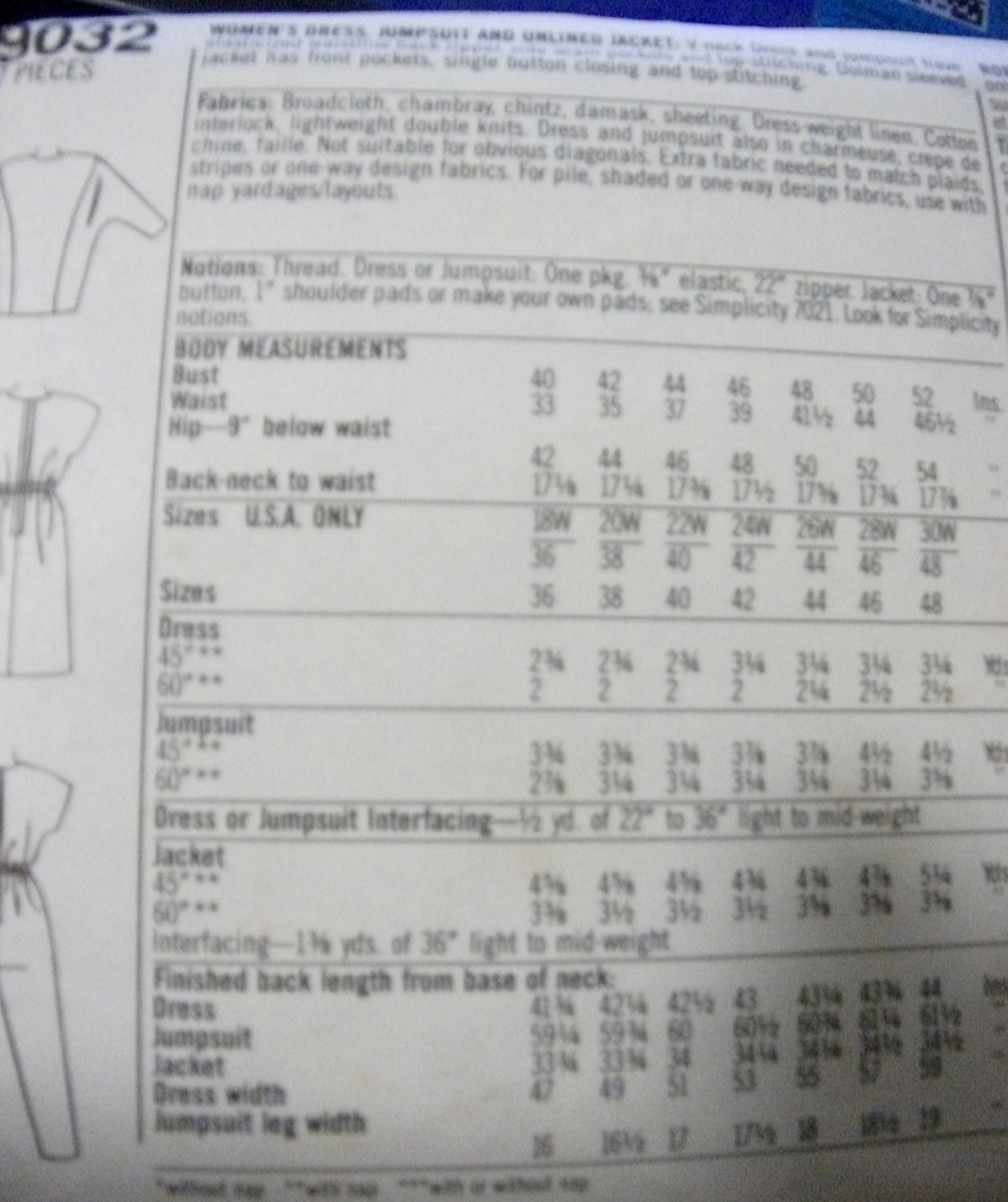 ONE DOllAR SAlE Vintage Patterns Ladies Dress, Jacket and Jumpsuit Size 18-24 New In Package Now Just 1 USD
