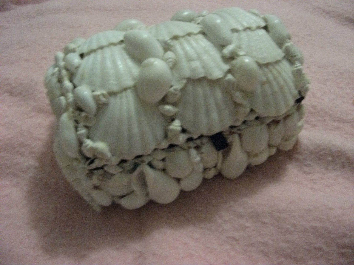 SALE 20% Off Vintage Seashell Encrusted Trinket Box Shabby Chic NOW Only 4.80 USD