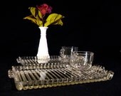 Vintage Glass Luncheon Plates Serving Trays with Tea Cups